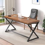 IBF Solid Wood Work Desk, Minimalist 47” Real Wood Computer Desk, Rustic Natural Wood Desk for Home Office Writing Study, Vintage Wooden PC Gaming Computer Table Workstation in Bedroom, Brown, 47 inch