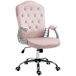 Vinsetto Office Chair, Velvet Computer Chair, Button Tufted Desk Chair with Swivel Wheels, Adjustable Height, Tilt Function, Pink