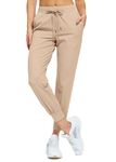 Libin Joggers for Women Yoga Sweatpants Athletic Workout Leggings Tapered Lounge Casual Pants for Golf Running Cloths, Light Khaki L