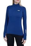 TCA Women's Winter Run Half-Zip Long Sleeve Running Reflective Training Workout Outdoor Athletic Top - Blueprint, S