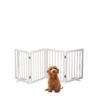 The Menifest | Wooden Freestanding Foldable Pet Gate for Dogs, Over Fence, Dog Partition for Your pet and Baby Protection (Grey, 4-Panel)