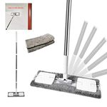 EZ SPARES Microfiber Hardwood Floor Mop,with 2 Washable Wet/Dry Pads,Stainless Steel Handle and Extension,for Home and Office Wet or Dry Floor Tile Cleaning(Gray)