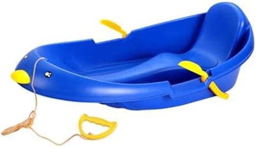 QSTDGVPW Portable Kids Toboggan with Brake for Winter Sports and Games Pull Rope Included, Blue