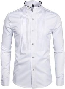 ZEROYAA Mens Slim Fit Long Sleeve Tuxedo Dress Shirts/Prom Performing Shirts, Zzcl19-white, XX-Large