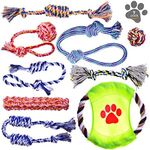 Pets&Goods Heavy Duty Rope Toy for Active Chewers, Washable 100% Cotton Dog Chew Toys - Tug of War, Pack of 9 Puppy Teething Toys (Small Breed, 9, Count)