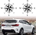 2 Pack 16cm Compass Stickers for SUV Universal Vehicle Waterproof Vinyl for Bonnet, Side Doors and Trunk (Black)