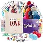 Hearth & Harbor 73 Piece Crochet Kit for Beginners Adults, Crochet Kits for Beginner, Learn to Crochet Set, Crocheting Kit, 1500 Yards Crochet Yarn, Crochet Hook Set, Crochet Accessories and Supplies