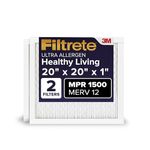 Filtrete 20x20x1, AC Furnace Air Filter, MPR 1500, Healthy Living Ultra Allergen, 2-Pack (exact dimensions 19.69 x 19.69 x 0.78)