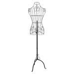 Queiting Dressmaking Mannequin Female Mannequin Stand Adjust Height Tripod Dress Stand Mannequin Torso Body with Metal Wire Busts Stand for Clothing Display(Black)