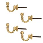 Coral Metal Crafts Pure Solid Brass Wall Hooks for Hanging diya Decorative item Single Khunti Hook Bathroom Wall Hanger (Pack of 4, 200grams)