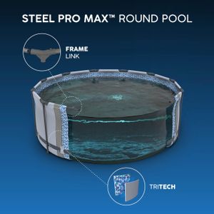 Bestway Steel Pro Round Swimming Pool, 10ft – Filter Pump, Grey Multicolour