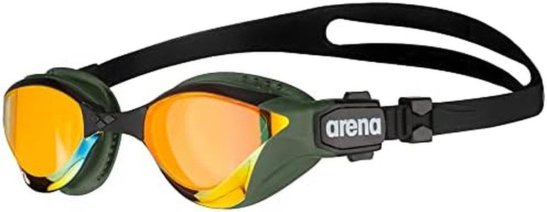 ARENA Unisex Adult Cobra Tri Swimming Goggles for Triathlon and Fitness Swipe Anti-Fog Wide Vision Mirror Lens, Yellow Copper/Army