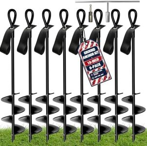 MIXC Heavy Duty Ground Anchors Screw in, 18-Inch, 8-Pack with Straps