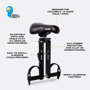 Kids Ride Shotgun Front Mounted Child Bike Seat – Adjustable, Ages 2-5