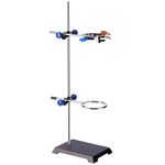 stonylab Lab Stand Set, Steel Support Stand with Rod (56.9 cm L), 4-prong Swivel Clamp, Retort Ring and 2 Boss Heads for Laboratory