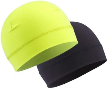 OutdoorEssentials Skull Cap Helmet Liner - Thermal Fleece & Beanie - Stretch Fit & Beanie for Men - Windproof Biking Gear - 1 Black / 1 Hi Viz Yellow