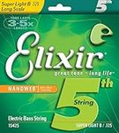 Elixir® Strings Nickel Plated Steel with NANOWEB® Coating, Custom Bass 5th String Single, Super Light B, Long Scale (.125)