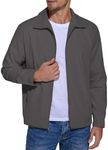 COOFANDY Mens Casual Jacket Lightweight Collared Zip Up Jacket Cotton Classic Jacket Coat Big and Tall Dark Grey