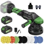 Ginour Cordless Car Polisher for Car Detailing, 900W Brushless Dual Action Car Polisher with 2*21V3.0AhBatteries, 6 Variable Speeds 1000-5200OPM, Car Buffer Polisher Machine with Side Handle, 5in disc