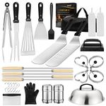 Flat Top Griddle Accessories Kit, 30PCS Barbecue Grill Tools Set for Blackstone and Camp Chef with Scraper, Kabob Skewers, Spatula, Tongs, Egg Ring, for Outdoor Teppanyaki& Gas Grill