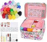 77 Pcs Needle Felting Kit, 30 Colors Wool Roving, Needle Felting Starter Kit with Basic Felt Tools & Supplies Wool Fibre Needle Felting Tools Hand Spinning Craft Felting Material for Adult Beginners