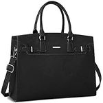 KTMOUW Laptop Bags for Women Tote Bag 15.6 Inch Ladies Leather Large Laptop Work Handbag Designer Business Office Computer School Shoulder Bag Black