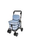 Prestige Shopping Trolley with Seat & Backrest/Walking frame/Seated Mobility Trolley/Stroller 6 wheel (FULLY ASSEMBLED in UK READY TO USE!) (Sky Blue)