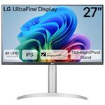 LG 27UP650K-W 27-inch Ultrafine 4K UHD (3840 x 2160) IPS Computer Monitor, 60Hz, 5ms, DisplayHDR 400, Reader Mode, Flicker Safe, HDMI, DisplayPort, Tilt/Height/Pivot Adjustable Stand, White