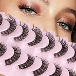 Cat Eye Lashes Natural Look Clear Band Russian Strip Lashes DD Curl Wispy False Eyelashes Faux Mink Lashes Pack 10 Pairs by ALICE