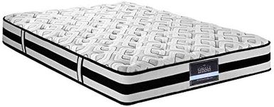 Giselle Bedding Queen Mattress Bed Innerspring Foam Mattresses 24cm Thickness, with 6-Coil Spring System and Breathable Topper, 5Yrs Warranty, Super Extra Firm, White with Vacuum Packed