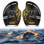 Hikeen Curved Swim Hand Paddles, Swim Training Power Paddles for Lap Swimming with Adjustable Straps, Swimming Hand Paddles for Unisex-Adult(Yellow)