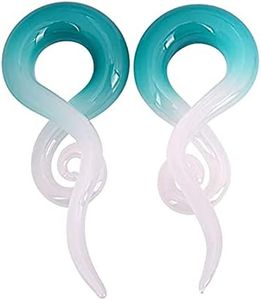 Qmcandy 2pcs Glass Spiral Tapers Plugs Twist Stretchers Earrings Stretching Piercings Jewelry Gauges 00g, blue clear