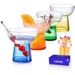 ColoVie Martini Glasses, Cocktail Glasses set of 4, Stemless Margarita Glasses, Crystal Bar Glass, Shrimp Cocktail Glassware, Colored Drinking Glasses, Housewarming Birthday Gift, 13oz