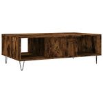 vidaXL Functional Coffee Table in Smoked Oak and Iron - Featuring Engineered Wood Construction with Ample Storage - Ideal For Living Room