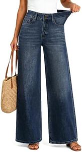 UPNET Women’s High Waisted Baggy Jeans – Stretchy Wide Leg Tummy Control Straight Leg Denim Pants Trendy Jeans for Women 2025 (US, Numeric, 2, Regular, Regular, Dark Blue)