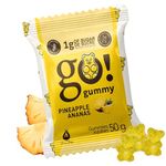 GoGummy, Low Sugar (1g) Gummy Bears by Jimmy Sevigny | Pineapple Fruity Gummies | High Fiber, No Sugar Alcohols, Gluten Free | Pack of 12 x 50g Bags