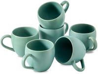 glowworm Ceramic Coffee Cups, 16 Oz Coffee Mugs Set of 6, Coffee Mugs Set, Latte Cups with Large Handle, Coffee Mugs for Women Men, Dishwasher & Microwave Safe, Green