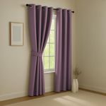 LINENWALAS 100% True Blackout Solid Curtains (8 Feet) - Set of 2 Panels | Complete Light Block | Thermal Insulated & Noise Reducing Room Darkening Curtains for Living Room & Home Dcor (Lavender)