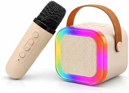 CscyyAmz Rechargeable Karaoke Mic with Speaker for Singing | Wireless Mini Portable Bluetooth Speaker with Microphone & LED Lights | Birthday Gift for Kids Musical Toys for Boys, Girls and Adults