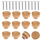 12pcs Wood Drawer Knobs, Wood Door Knobs Round Boho Rattan Drawer Pulls with 24 Screws for Cabinets Dresser Handles Boho Wood Furniture