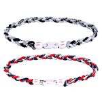 2pcs Baseball Necklace, Nylon Baseball Rope Necklaces Sports Necklace Baseball Chain for Teens Adults Baseball Team Lovers Gift (Red & Black)