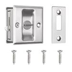 Eco-Fused Pocket Sliding Door Lock - Brushed Nickel Privacy Door Pull with Lock - Reversible - Compatible with Most Doors - Easy Grip - Doors with Thickness 1-3/8” (3.49 cm)