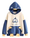 CRB Fashion Womens Teens Animal Anime Cosplay Cartoon Sweatshirt Shirt Hoodie Hoody Top Jumper Sweater, Blue Penguin, One Size