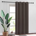 Urban Space Thermal Insulated Blackout Curtains 7 feet Long Set of 2 curtains, Faux Silk blackout curtains with Eyelet and Tieback (Door Curtains, 7 feet, Set of 2, Dark Brown)