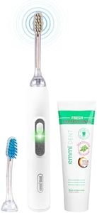 emmi-dent elektrische Ultraschall Zahnbürste Metallic Weiß I Ultraschall Zahnbürsten ideal für empfindliche Zähne & Zahnfleisch ohne Schrubben, Ultraschallzahnbürste Erwachsende & Kinder