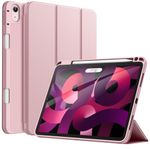 JETech Case for iPad Air 11-Inch M2 (2024), iPad Air 5/4 (2022/2020 5th/4th Generation 10.9-Inch) with Pencil Holder, Slim Tablet Cover with Soft TPU Back, Auto Wake/Sleep (Pink)