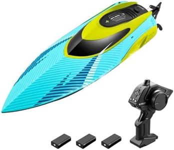 Hylukon Ferngesteuertes Boot, 2,4 G 45 km/h, Ferngesteuertes Off-Bord mit Rücksetzfunktion des Chaviers, LED-Licht, Hochgeschwindigkeits-Elektroboot Spielzeug für Kinder Jungen