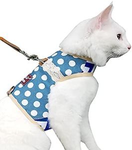 Escape Proof Cat Harness with Leash X-Small, Adjustable Cat Walking Jackets, Padded Cat Vest with Velcro Blue