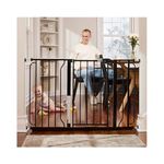 Regalo Easy Step 124cm Extra Wide Baby Gate, Black, Includes 10cm and 30.5cm Extension Kit, 4 Pack of Pressure Mount Kit and 4 Pack of Wall Mount Kit