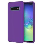 Meifei Galaxy S10 Plus Case, S10 Plus Case Liquid Silicone Case Dual Layer Hybrid Hard PC Soft Silicone Gel Rubber Bumper Slim Fit Shockproof Protective Phone Case for Samsung Galaxy S10 Plus Purple